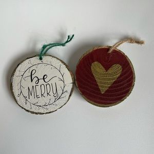 Handmade rustic wood Christmas ornaments